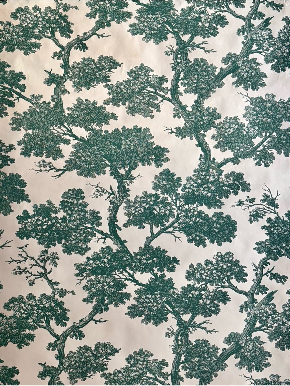 Vintage Wallpaper Westgate Handprinted Green Trees Toile Botanical Scene Nature